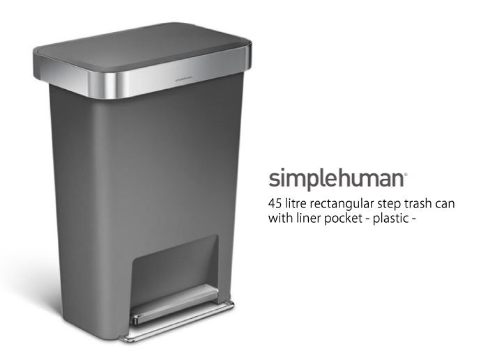 simplehuman レクタンギュラーステップダストボックス45L(プラスチック